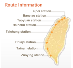 HSR’s rough route-map of Taiwan